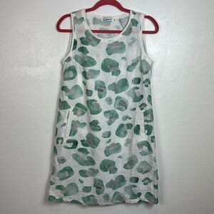 iLinen Sleeveless Printed Short Dress With Pockets Size M